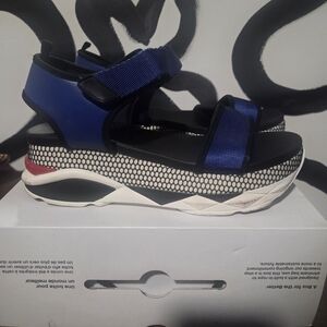 Aldo Black and Blue Platform Sandals